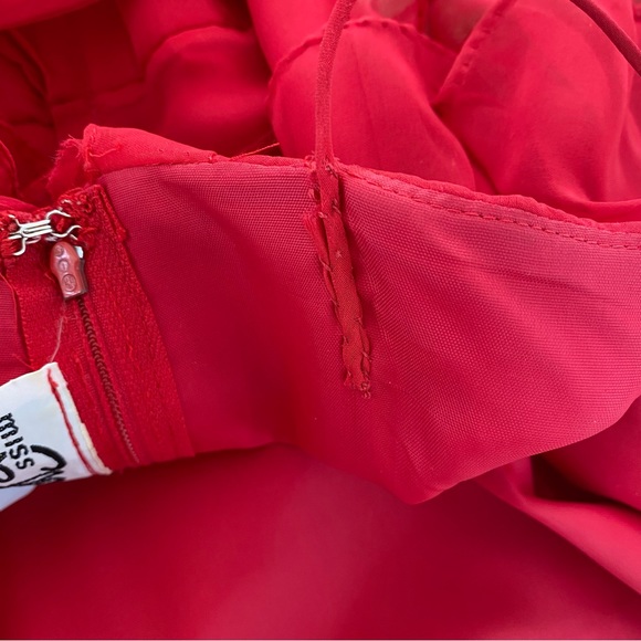 Vintage Miss Elliette Cascading Ruffles Maxi Dress Evening Gown Red 6 - Picture 15 of 16